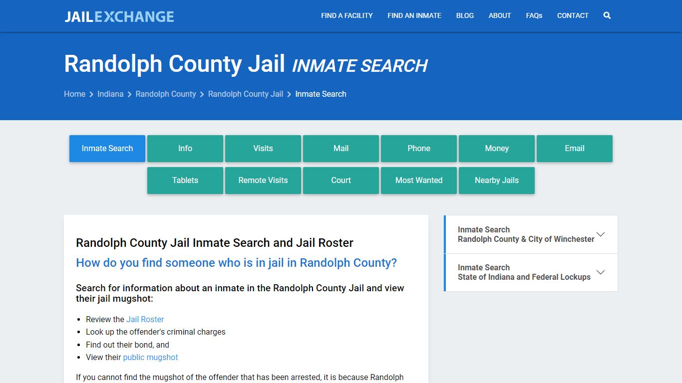 Inmate Search: Roster & Mugshots - Randolph County Jail, IN - Jail Exchange
